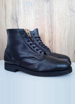 Натуральные кожаные ботинки, черные мужские ботинки деми еврозима, р. 45