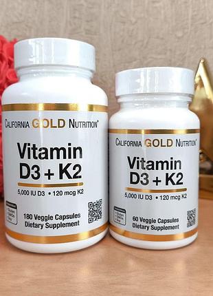 Вітамін д3 5000 + к2, сша, вітамін d3 + k2, 60/180 капсул