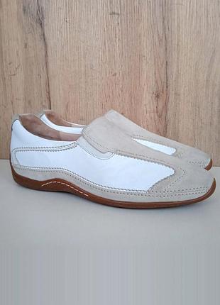 Немецкие натуральные туфли, деми лоферы, слипоны кожа и замша, осень весна, р. 41