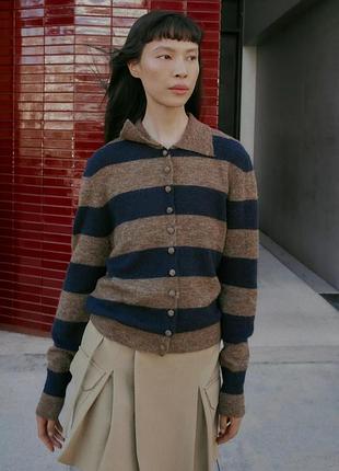 Полосатый трикотажный кардиган