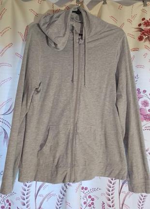 Серая спортивная кофта с капюшоном 12 м, хлопок, молния, карманы, тонкая, мягкая