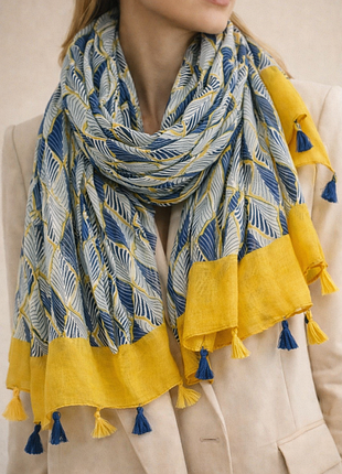 Тренд стильна жіноча велика тонка легка шаль накидка палантин шарф