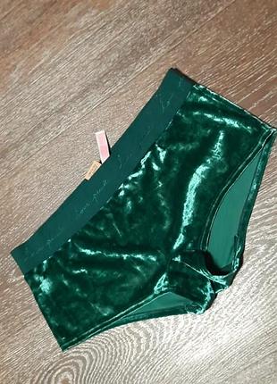 Новые велюровые трусики- шортики р.m victoria’s secret изумрудного цвета