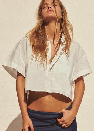Укорочена поплінова сорочка zara