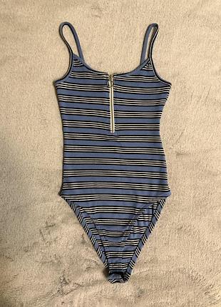 Блакитний боді в смужку primark з блискавкою | розмір s (36/38)