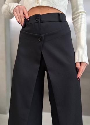 Элегантные широкие женские брюки с асимметричной планкой | костюмка lux | высокая посадка | размер 42-52 0516 im