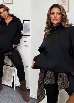 Стильний жiночий світшот-поло з блискавкою.женская тёплая кофта