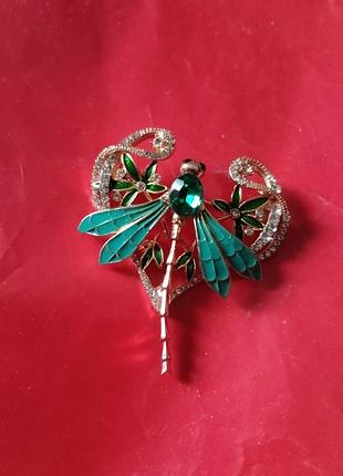 Брошь стрекоза со стразами в стиле модерн