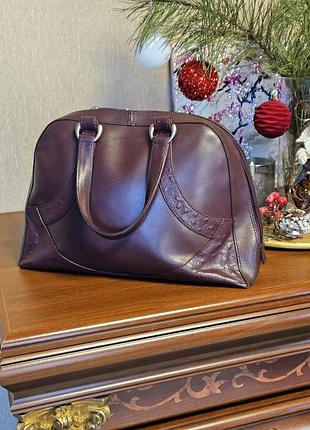 Шкіряна сумка (бордова, з тисненням під страуса) debenhams.