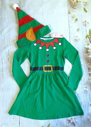 Платье эльф, гном, помощница санты от pepco 6-7 лет.