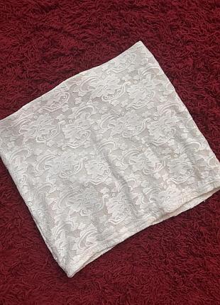 Ажурна біла міні спідниця