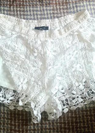 Новые кружевные белые шорты, хлопок, р.м