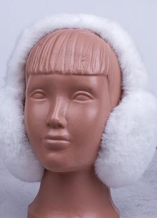 Белые наушники меховые, теплые, зимние