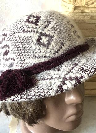 Шерстяная аязанная формованная шляпка с орнаментом 56-57 см