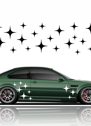 Наклейка на авто / стекло / кузов / ливрея / графика " дрифт - тюнинг - звезды, на 2 стороны " любой цвет