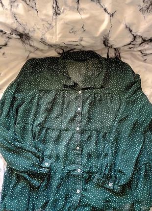 Полу прозрачная изумрудная блуза