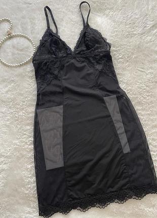 Пеньюар сорочка з мереживними та прозорими вставками h&m