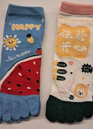 Набор 2 пары ярких носков с отдельными пальцами 35-39 размер носка абстракция с отдельными пальчиками 35-39 размер