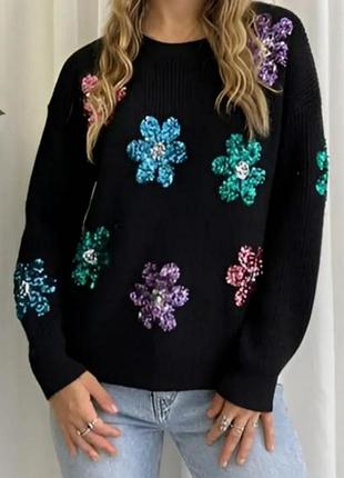 Новий з біркою светр з паєтками, італія