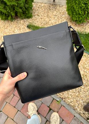 Мужская борсетка через плечо, борсетка из натуральной кожи черная, сумка натуральная кожа, борсетка кожаная планшетка стель зебр yahuar