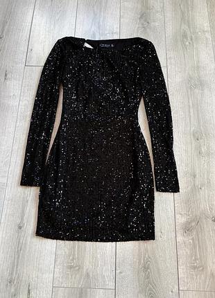 Вечірня новорічна сукня плаття в паєтках чорного кольору розмір xs