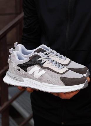 Мужские кроссовки new balance light grey black new black лайт грей блек nd