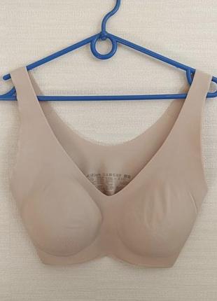 Безшовний топ ліф uniqlo p l, бежевий