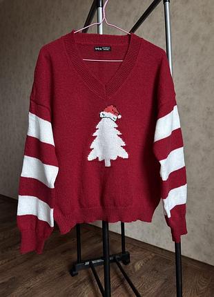 Пуловер светр новорічний різдвяний з ялинкою