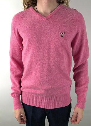 Чоловічий вовняний однотонний джемпер на манжетах lyle & scott розмір m