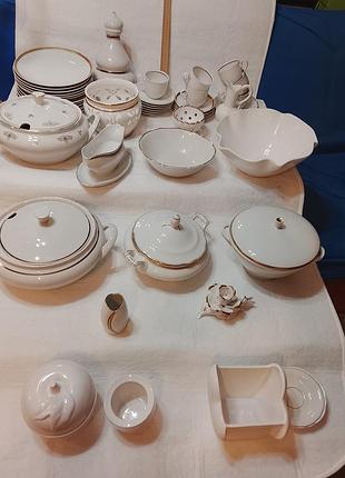 Набор посуды. сервиз. фарфор. позолота. 67 предметов. можно поштучно