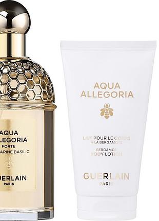 Набор guerlain aqua allegoria forte mandarine basilic 75 ml парфюмированная вода, 75 ml лосьон для тела, 7,5 мини
