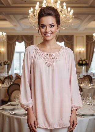 Блузка блуза нарядная длинный рукав из хлопка размер xl-2xl (50-52)