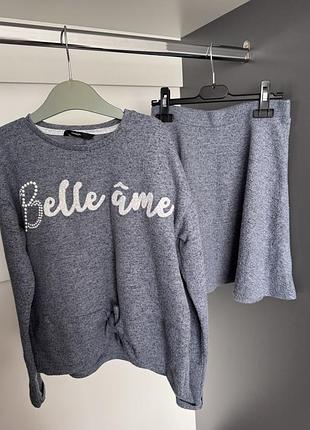 Теплий м'який костюм george "belle âme" / костюм ангора сірий меланж