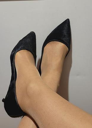 Кожа меховые лодочки туфли