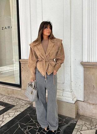 Косуха жіноча замшева з поясом