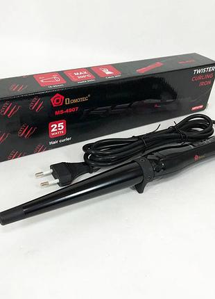 Конусная плойка для волос domotec ms-4907, современные щипцы для завивки волос. цвет: черный