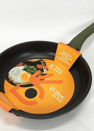 Литая сковорода well done wd-1046e с покрытием double go stone 26 см, сковорода с индукционным дном
