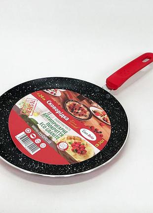 Сковорода блинная 24 см с антипригарным покрытием con brio cb-2424 для всех видов плит. цвет: красный
