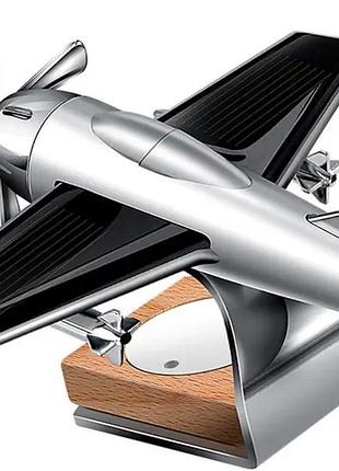 Креативний автомобільний освіжувач, ароматизатор повітря у вигляді літака з пропелером, що обертається, від сонячної панелі