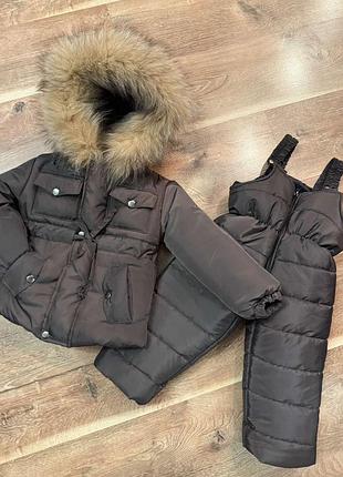 Дитячий зимовий комбінезон шоколад 92 розмір