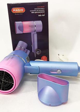 Фен magio mg-167, електричний фен для сушіння волосся, легкий професійний фен, жіночий фен для волосся