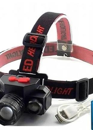 Налобний ліхтар bl 1805 cob xpe 18650 usb charge акумуляторний