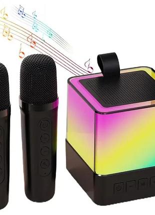 Портативная bluetooth колонка k18 с led подсветкой 2 микрофона черный
