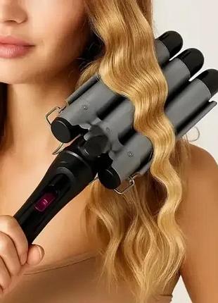 Плойка для завивки волос domotec ms-481b с тройным нагревом 9769