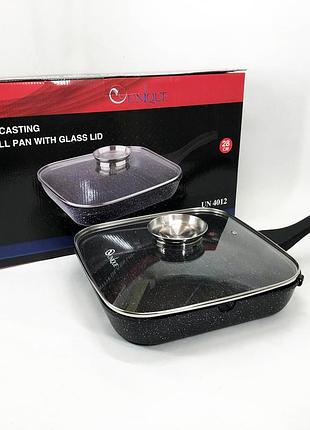 Сковорода гриль unique un-4012 стильная 24см, надежная сковорода с антипригарным покрытием