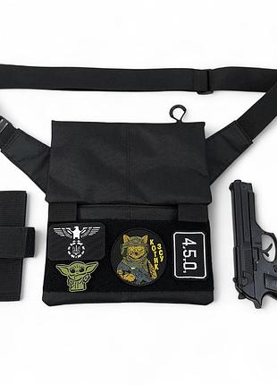 Сумка месенджер з кобурою. тактична сумка з тканини, 3 кишені, патч-панель, cordura