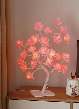 Рожева настільна світлодіодна лампа / дерево троянда / декоративна настільна лампа для дому