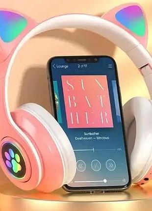 Беспроводные наушники с кошачьими ушками (розовый)