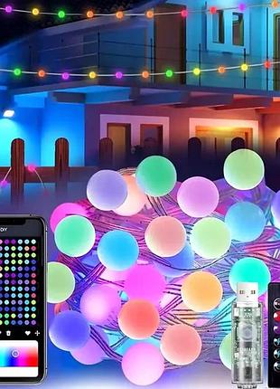 Гирлянда на елку матовый шарик 10 метров с пультом usb bluetooth управления с телефона модель (sfk-03)