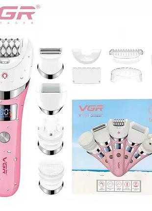 Багатофункціональний акумуляторний епілятор із підсвічуванням vgr v-759 5в1 жіноча електробритва